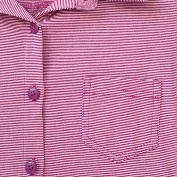 Prana Stripes Top Kinley Shirt Women's Medium Collared Long Sleeves Button Front - Picture 4 of 12